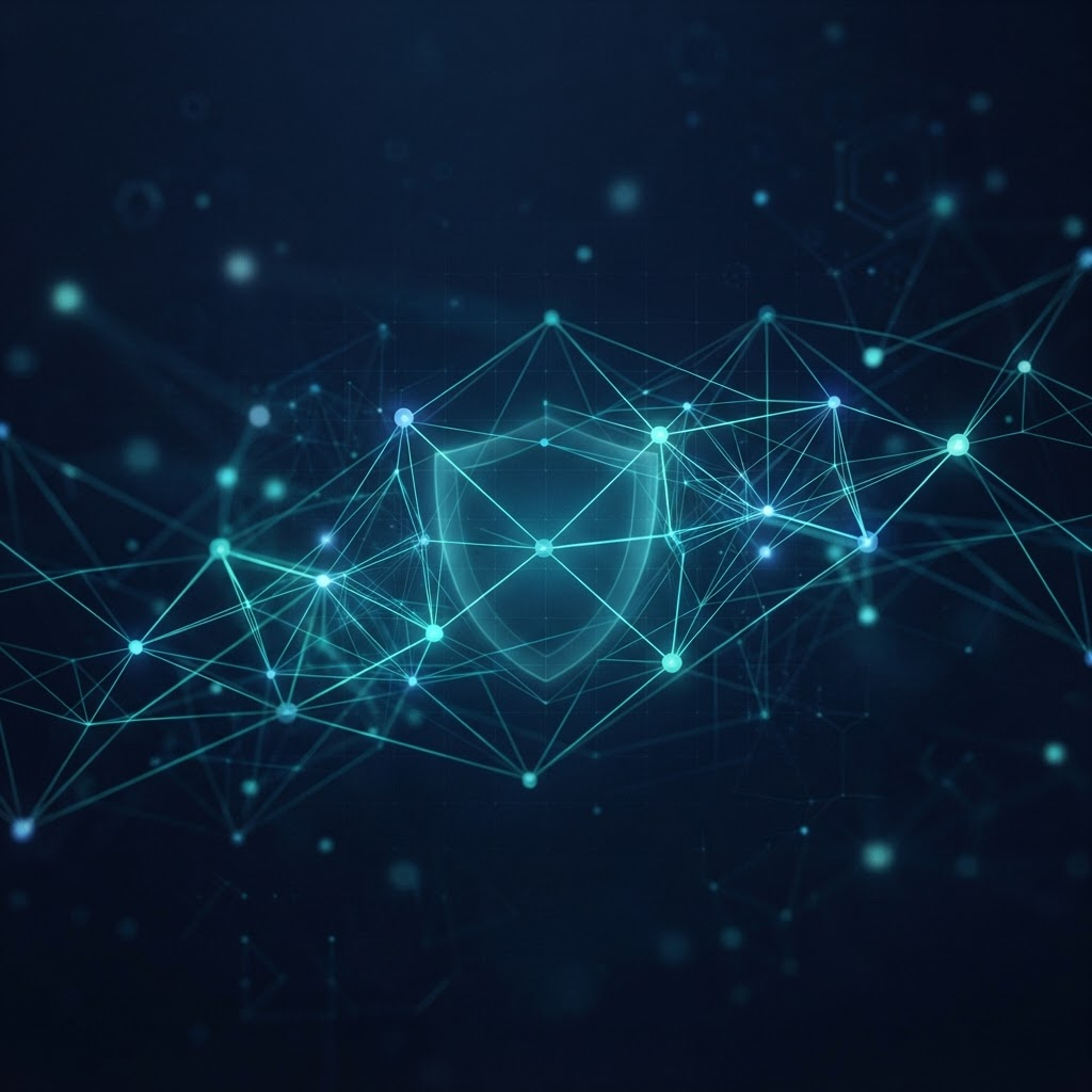 Abstract visualisation of a secure enterprise network protecting business data